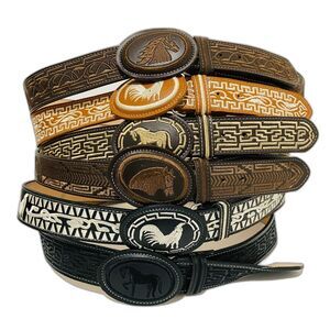 Men's western belt embroidered black belt size 44 for jeans size 40